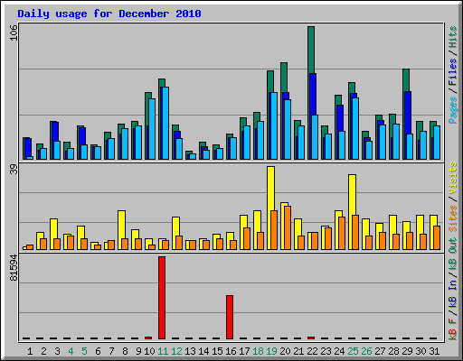 Daily usage for December 2010